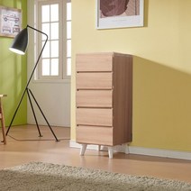 루나 400 5단 발통형 침대 옆 미니 협탁 서랍장, 화이트(415WH)