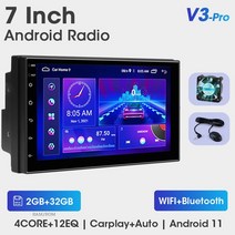 Srnubi 차량용 멀티미디어 플레이어 VW 닛산 현대 도요타 CRV 기아용 안드로이드 11 7 인치 스테레오 카플레이 자동 2din DVD 4G, V3ProMICCP