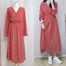 프롬하트 미니플라워 허리밴딩 롱원피스 쉬폰원피스 허리조절 봄원피스 데이트 데일리