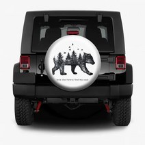 자동차 커버 스페어 타이어 커버 포레스트 베어 지프 SUV RV 보호 자동차 외장 트림 카메라 구멍이없는, 01 Black_04 17 in