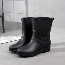 4컬러 퀄팅 패턴 베이직 여성 앵클 레인부츠 레인17여성장화 레인부츠 장마 비 우비, 235mm, 그레이