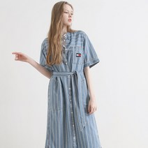 타미힐피거 데님 스트라이프 반팔 셔츠 원피스 (T32B6WOP19TWT21A4)