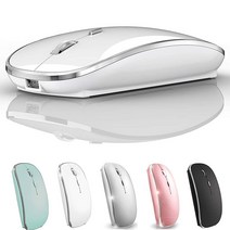 Jetta 충전식 무선 마우스 맥 노트북 iMac 맥북 프로 에어 데스크탑 컴퓨터 크롬북 윈도우용 (실버), white