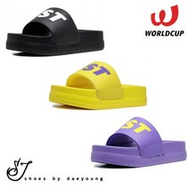 [SJshoes] 스포티한 디자인의 청키한 아웃솔 빅로고 플랫폼 슬라이드 슬리퍼 월드컵 이스트