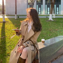 시크한 어디에나코디가능한 트렌디 와이드 캐주얼 착용감좋은 봄트렌치코트 빅사이즈 키작은 패셔너블 결혼식코디