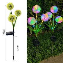 LED 태양광 조명 램프 태양 조명 야외 정원 인공 꽃 헤드 민들레 램프 마당 웨딩, 02 RGB-3Head-36LED_02 2 Pieces