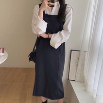 스퀘어넥 스티치 뷔스티에 롱원피스