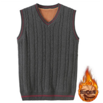 남자니트조끼 남성가을 겨울두터운 털추가 털조끼 V칼라소매없는 털옷 조끼 젊은느낌 니트