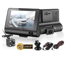 어라운드뷰 car dvr 3 풀 hd 1080p 듀얼 렌즈 car dvr 4 0 인치 lcd 화면 170도 후방 카메라, 검은색, 협력사, 없음