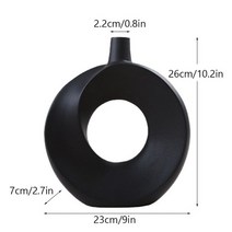 꽃병 화병 세라믹 오브제 도자기 모던 북유럽 동그란 블랙 드라이 플라워 팜파스 잔디 홈, l