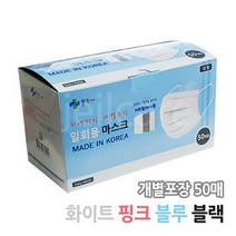 국내생산) 웰천사 개별포장 일회용마스크 50매 대형, 블루
