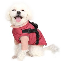 모즈펫 강아지 패딩 하네스 부드러운 찍찍이 2XL, 핑크