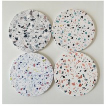 더공감 규조토 컵받침 원형 코스터 4P, 그레이 4P