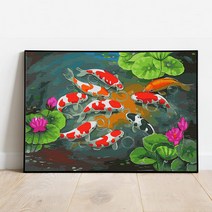 플레이어바웃 명화그리기 연꽃과 잉어 캔버스페인팅 DIY, 연꽃과 잉어 (MG027)