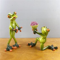 [9월베스트]북유럽 수지 프로포즈 레진 커플 개구리 인형 15cm 홈 데스크 장식 크리에이티브 동물 발렌타인데이 선물, 01 Couple Frog