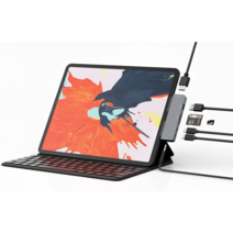 아이패드 프로 USB 3.1 다기능 도크 Type-C 회전 HDMI 7인 1HUB 허브 적용, 흰색