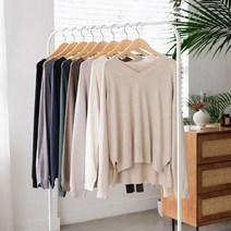 코지 브이넥 앞뒤 언발란스 트임 캐시미어 니트