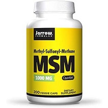 jarrow Formulas 식이유황 msm 1000mg 식물성 캡슐 200정, 야채 모자, 200개(1팩)