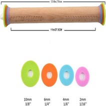 파이롤러 수동 가정용파이롤러 쿠키 롤러로드용 두께 링이 있는 43cm 조정 가능한 롤링 핀 반죽 퐁당 피자 파이 크러스트 페이스트리 매트, 35CM