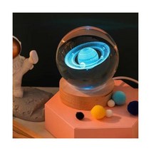 유리구슬 무드등 수정구슬 크리스탈볼 수면등 취침등 크리스탈 우주 비행사 행성 글로브 3D 새겨진 태양계 볼 터치 스위치 LED 라이트, 6cm, royal 블루