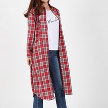 [로잘린] 가드니 여성 체크 롱셔츠 원피스