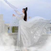 한자쓰기 캘리그라피 새로운 레트로 당나라 Hanfu 고쟁 댄스 의상 여름 학생 정장 레이디 여성 드레스 중, 03 L 3m hem, 02 파란