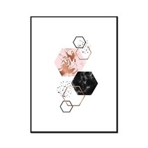 정육각 캔버스 추상 기하학 삼각형 육각형 패턴 회화 현대 미술 방 장식 기계 스프레이, 11.81x15.74, ws84161-04