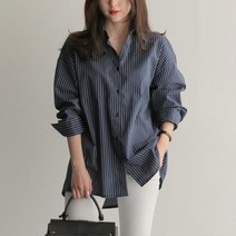 여성 세로 줄무늬 긴팔 셔츠 루즈핏 블라우스 출근룩 여자블라우스 스타일 여성남방