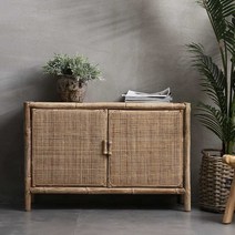 라탄수납장 레트로 보관함 진열장 캐비넷 오픈 도어, D