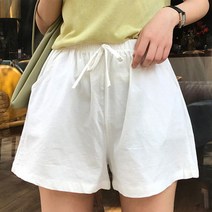 Joyce shop 오래달리기 린넨 마 반바지 숏 팬츠 바지 5부 밴딩 핫 치마 4부 면 큐롯 여성 여자 패션 의류 하의 통 여름 고무줄