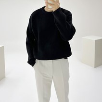 아도르클래식 피우 소프트 울 라운드 오버핏 긴팔 부드러운 니트