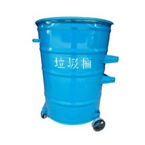 360L 바퀴달린 이동식 휴지통 음식물 짬통 드럼통, 2.0두께-덮개가있는녹색-3라운드