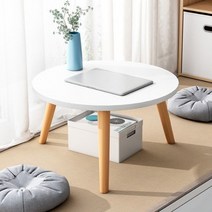 감성 원형 느티나무 테이블 (40cm) (화이트).디작소
