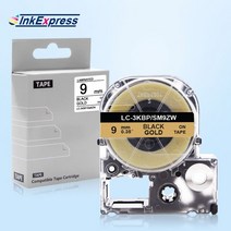 40mm * pvc 리본 스티커 라벨 테이프 엡손 LC-3WBN 용 LW-300 LW-400, [01] 9mm, [08] Black on Gold