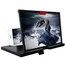 10/12 인치 3D 휴대 전화 화면 프로젝션 증폭기 스마트 폰 데스크탑 홀더, 검은색, 12