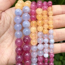 자연 라운드 다채로운 모가 나이트 토르말린 오팔 마노 옥 스페이서 스톤 비즈 보석 만들기 DIY 팔찌 쥬얼리 제작, 8mm 45 to 46pcs, Tricolor Jade