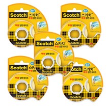 3M 스카치 투명 양면테이프 237 디스펜서 18mm X 7.6m 5개입, 18mm X 7.6m 투명양면 X 5개입