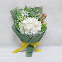 플로랄벨로 납골당 추모 성묘 실크플라워 미니 꽃다발 택1, 화이트수국 안개 꽃다발