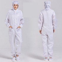 여름 가을 방진복 무진복 제전복 정전기 방지 방전복 남녀 방호복 래커복 블루 화이트 페인트 작업복, 화이트 점프슈트[포켓 추가], 1개