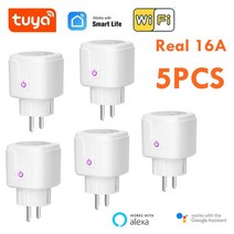 스마트싱스 스마트플러그 Tuya-WiFi 스마트 플러그 EU 16A 소켓 가전 제품 전원 모니터 타이밍 음성 제어 라이프 콘센트 Alexa Google Yandex, [05] 5Pcs