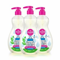 DAPPLE (미국직배) 주방용세제 무향 500ml 3팩 Bottle and Dish Soap Fragrance Free Liquid Plant Based Hypoallergenic 1 Pump Included, 3개