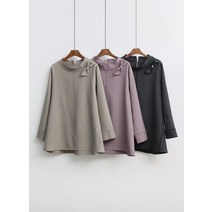 코지 여자 베이직 중년여성 어깨 리본 브로피 블라우스