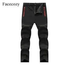 facecozy 남자 softshell 트레킹 하이킹 바지 겨울 야외 방수 양털 캠핑 남성 스포츠 바지 사냥 낚시