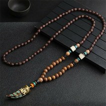 유니섹스 수제 목걸이 네팔 불교 말라 우드 비즈 펜던트 amp 에스닉 피쉬 호른 롱 스테이트먼트 남녀공용 쥬얼리, B