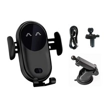 Car Wireless Mobile Phone Charger Mount Clamping Fast Charging Station Driving Replacement Holder Ye, 02 Black  Set