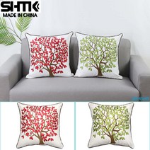 예쁜 북유럽 자수 쇼파 쿠션, 나무레드12-1(커버/솜포함)