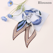 블루종 마름모 홀스 실크 스카프_B2308AC014C