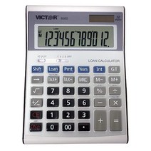 Victor 6500 12자리 데스크탑 금융 계산기 대출 및 저당 지급 및 이자 계산기 부동산 자동차 보트 및 가정용. 배터리 및 태양열 하이브리드 전원 LCD 디스플레이