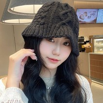 데일리비 니트 벙거지 겨울 여자 모자 털실짜임 비니 털모자 골지 보온