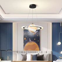 행성 램프 어린이 아이 방 샹들리에 조명 인테리어 램프, 화성 50CM 120W 무단계디밍 리모컨 반원